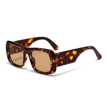 Imagem de Óculos de sol quadrados para mulheres e homens, armação grossa, Armação de tartaruga/lente marrom, 52MM