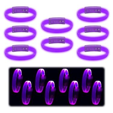 Imagem de Pacote com 8 pulseiras de LED mágicas: pulseiras de casal, luzes de corrida para corredores, pulseiras de LED brilhantes e pulseiras iluminadas - pulseiras que brilham no escuro - luz piscando para