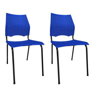 Imagem de Kit 2 Cadeiras Fixa Metal Versat Plasxtica Para Escritório Escolas Rec