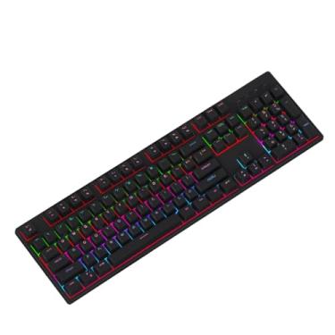 Imagem de Teclado Gamer Mecânico Full Size 104 Teclas com RGB Switch Azul Anti-Ghosting USB-C e Layout US (Preto)