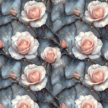 Imagem de YENHOME Papel de parede rosa vintage floral descascar e colar papel de parede flor rosa para quarto, banheiro, menina, berçário, 43 x 38 cm, efeito 3D, papel de contato floral para armários, gavetas