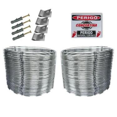 Imagem de 12 Metros De Concertina Dupla Clipada 45 Cm + Kit Instalação - 123seg