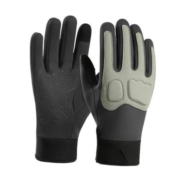 Imagem de KiBcsLic Luvas de motocicleta para homens, proteção quente, tela sensível ao toque, luvas de inverno para quadriciclo, motocicleta, atividades ao ar livre, Cinza Verde