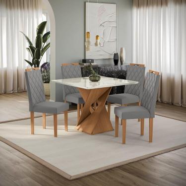 Imagem de Conjunto Sala De Jantar Luna Kappesberg 4 Cadeiras Veludo Titanio