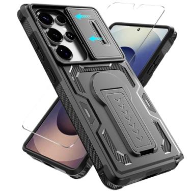 Imagem de Yznoek Capa para Galaxy S25 Ultra, protetor de tela, camada dupla resistente à prova de choque resistente com suporte e câmera deslizante compatível com Samsung Galaxy S25 Ultra (preto)