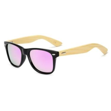 Imagem de Óculos De Sol Masculino Haste Bambu Madeira(Rosa)