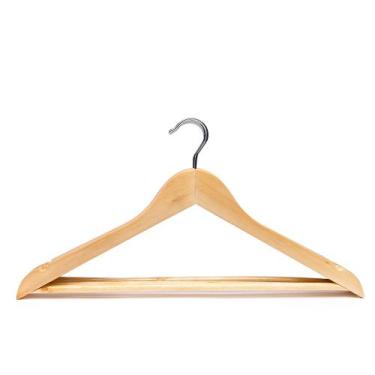 Imagem de Kit 100 Cabide de Madeira Adulto com Verniz para Closet e Armário - Âm