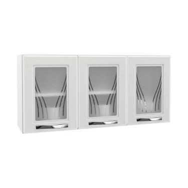 Imagem de Armário De Cozinha De Aço Aéreo Triplo 120cm Branco