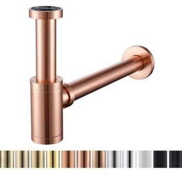 Imagem de RANDOM Kit De Drenagem Resíduos Pia Latão Redondo Contemporâneo Aleatório Para Garrafa P, 1 1/4, Cobre Acetinado, Também Antigo Vermelho (Ouro Rosa Escovado)