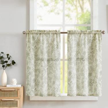 Imagem de Cortinas Lazzzy Kitchen Tier Farmhouse Floral 60 cm verdes
