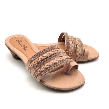 Imagem de Sandália Feminina Rasteirinha Salto 2 Cm de Slide 136 - Ana Reis, Nude