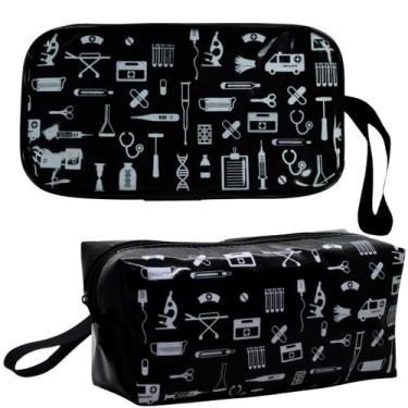 Imagem de Kit Bolsa Enfermagem Case Esteto Capa Aparelho Pressao Luxo - Love Sau