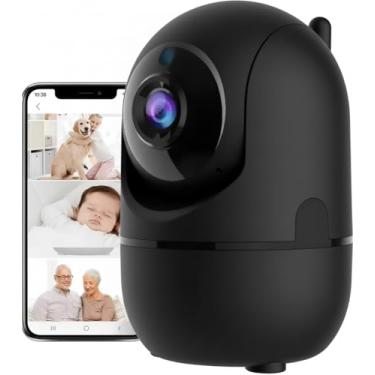 Imagem de Camera IP WiFi Giratória 1080p Estilo Babá Eletrônica Pet Remota Com Visão Noturna Alerta De Movimento Microfone Infravermelho Sem Fio Interna Câmera Panorâmica Detecção de Movimento Compacta (Preto)