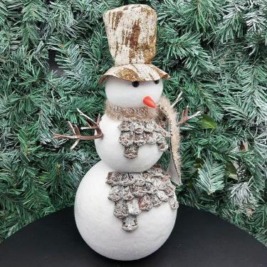 Imagem de Boneco De Neve Cartola Cachecol Enfeite Natalino Isopor 34cm