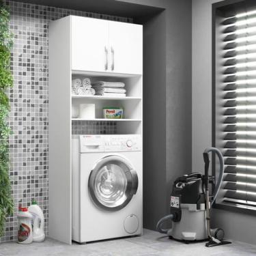 Imagem de Armário Multiuso Lavanderia 2 Portas 3 Nichos Provençal Branca - Diret