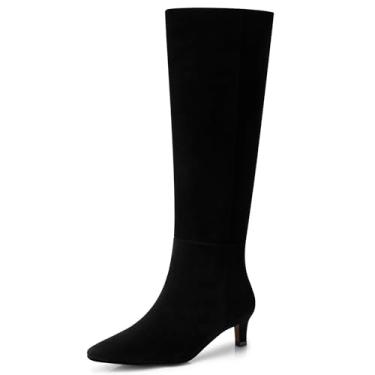 Imagem de CELLENZ Botas femininas de cano alto: Bota de salto gatinho de 1,96 polegadas com bico fino - Botas de cano alto de panturrilha larga para mulheres, 2025 Sexy Fashion Fashion Heel Boot para trabalho