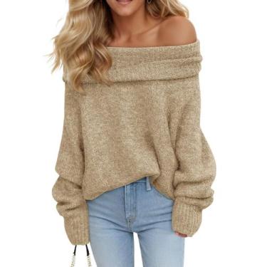 Imagem de Suéter feminino Saodimallsu tricotado cáqui