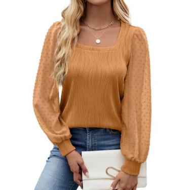 Imagem de Blusa feminina JUSTFASHIONNOW de manga comprida com decote quadrado