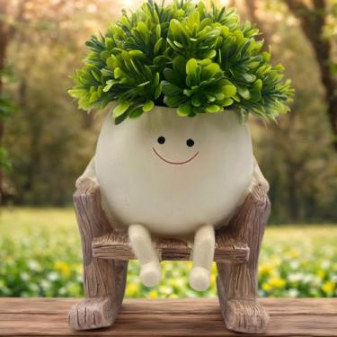 Imagem de JaStara Plantas pequenas falsas, vaso de flores com rosto sorridente, suculentas, plantador TrueFaux para prateleira de mesa, banheiro, cozinha, escritório, casa de fazenda, decoração de quarto