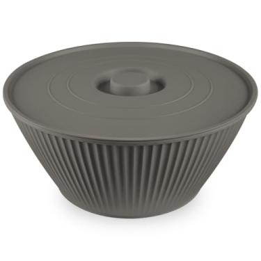 Imagem de Pote Redondo Tigela Com Tampa 4,25L Bowl Organização Alimentos (Cinza Escuro)