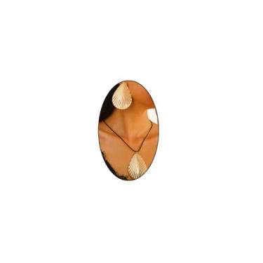 Imagem de Conjunto de colar de brincos de folha texturizada grossa para mulheres, colar com pingente de couro PU vintage boêmio grande, joia de banquete de festa exagerada, Large, Liga de aço, Sem Pedra