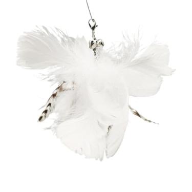 Imagem de Luzhengyang Recargas de varinha Feather Cat Teaser – Cabeças inspiradas em pássaros naturais, acessórios de brinquedo de gato para brincadeiras interativas (pacote com 5) (branco 6 + 2 refis de penas)