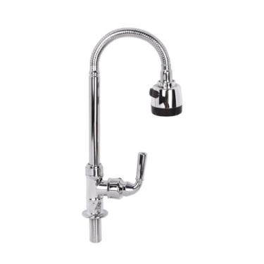 Imagem de Torneira de Cozinha Monocomando com Ducha Flexível, Acabamento Cromado, 55cm Altura, Material PP/ABS/Nylon, Design Moderno para Pia