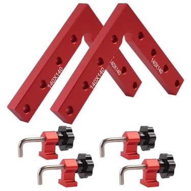 Imagem de Grampos de canto de 90 graus para marcenaria, grampos de canto TRUTOPWAY de 90 graus para marcenaria, 2 pacotes de ferramentas de alumínio para marcenaria, 140 x 140 mm para montagem de moldura e
