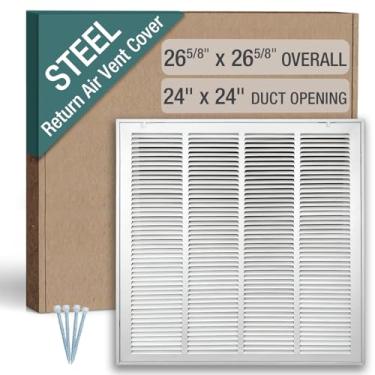 Imagem de Hoovate Grade de filtro de ar de retorno de 61 x 61 cm (abertura do duto) para filtros de 2,5 cm, tampa de ventilação HVAC para parede e teto, aço revestido a pó com porta removível