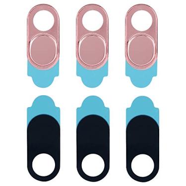 Imagem de Luqeeg Tampa de Lente de Metal para Webcam - Adesivo de Proteção de Privacidade de Câmera Fina para Tablets de Smartphone, Laptop - 3 Unidades (Rosa)