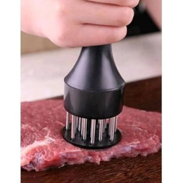 Imagem de Amaciador de Carne Manual Batedor de Bife com Furador Aço Inox