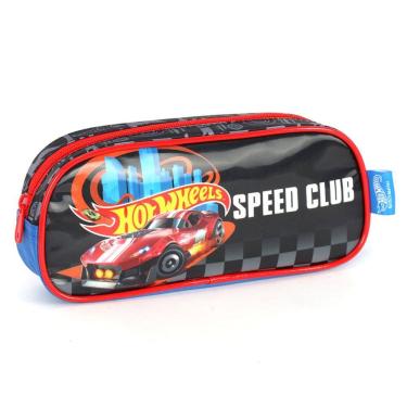 Imagem de Estojo Escolar Infantil Luxcel Hot Wheels Preto Menino
