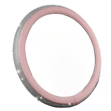Imagem de Tampa Do Volante Do Carro, Capa para Volante de Carro Cristal Glitter Strass/Pelúcia Tecido Macio Espumante Brilho, Diâmetro: 37-38cm(VL12 - Rosa)