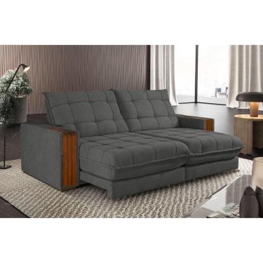 Imagem de Sofá Retrátil Berlim 2,30m 4 Lugares Molas Ensacadas Txr Cinza