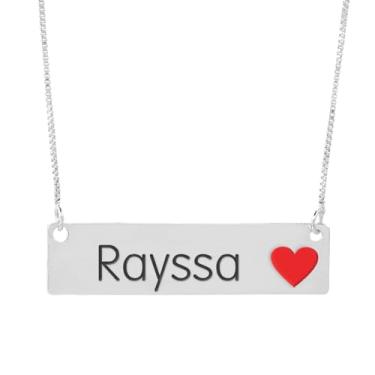 Imagem de Colar Semijoia Nome Personalizado Coração Resinado Rayssa Banhado em Prata 1000-999001955