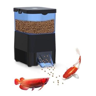 Imagem de Alimentador Automático de Peixes para Lago - Design à Prova de Tombos Alimentação Precisa, Alimentador Externo para Peixes Koi, Display LCD de 2,8 L