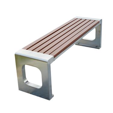 Imagem de TRGCJGH Banco de jardim ao ar livre, moldura de aço inoxidável, banco de jardim para 3 pessoas, assento de ripas para parque, quintal e varanda (120 cm/47,2 pol, B)