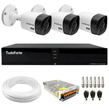 Imagem de Kit 3 Câmeras Intelbras VHC 1120 B HD 720p Visão 20m Resistente IP66 + Dvr Tudo Forte TFHDX 3304 Full HD 4 Canais