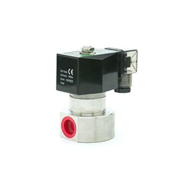 Imagem de 1/20.3 cm; 1/10.2 cm; Válvula solenoide de alta pressão de aço inoxidável 304 normalmente fechada 220VAC CC 12V/24V 200bar/100bar 1 peça (24VDC-100 BAR, 0,5 polegadas)