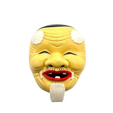 Imagem de SÖPÖSÖPÖ Ímã da máscara Okina – 1 peça x 7 cm feita no Japão, presente de lembrança de cerâmica tradicional japonesa, rosto de ancião