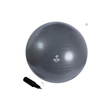 Imagem de Bola de Ginástica para Pilates, 65cm, PVC Antiderrapante, Cinza, Suporta 200kg, com Bomba de Ar, Sistema Antiestouro, para Exercícios, Fisioterapia e Gestantes