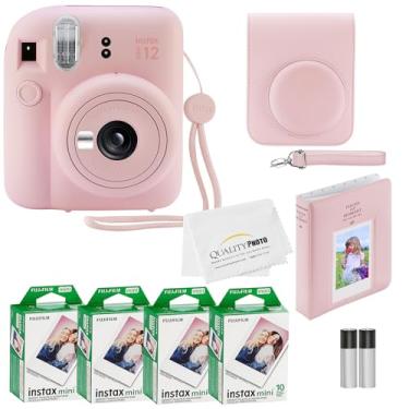 Imagem de Fujifilm Câmera instantânea Instax Mini 12 com capa, 40 impressões Fujilm, adesivos de decoração, molduras, álbum de fotos e mais acessórios (rosa flor)