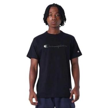 Imagem de Camiseta Manga Curta Champion Malhão Heritage Script Preto-Masculino