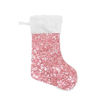 Imagem de GakkiGii Meia de Natal grande com lantejoulas, decoração de Natal para parede de lareira de árvore, 45 x 31 cm