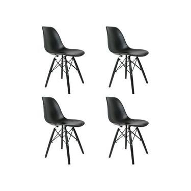 Imagem de Conjunto Com 4 Cadeiras Eames Preta  Base Em Polipropileno