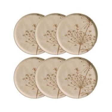 Imagem de Conjunto com 6 Pratos de Sobremesa Porto Brasil Bio Cyperus em Stoneware 21,5cm – Cinza