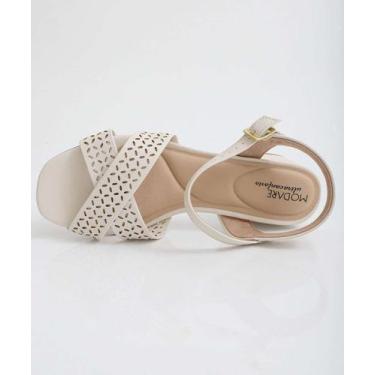 Imagem de Sandália Feminina Salto Grosso Modare-76174, 38, Off white