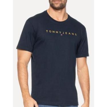 Imagem de Camiseta Tommy Jeans Masculina Core Linear Gold Logo Azul Marinho-Masculino