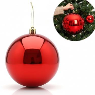 Imagem de Bola de Natal Gigante 25cm, 20cm, 15cm, 12cm - Vermelha, Dourada ou Prata Brilhante, Poliestireno, Decoração Luxo, 1 Unidade (VERMELHA, 20CM)