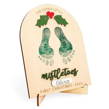 Imagem de Kit de pegadas DIY personalizado do primeiro Natal do bebê - Presente de lembrança do feriado dos pais grávidas - Lembrança do recém-nascido - presente para novos pais - presente de Natal para bebês